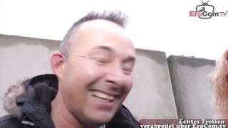 German older blond drilled at street casting
