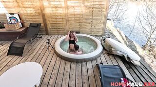 HomemadeXXX - Soaked Olivia Sparkle Dicked in Outdoor Jacuzzi Tub in Weekend Cottage