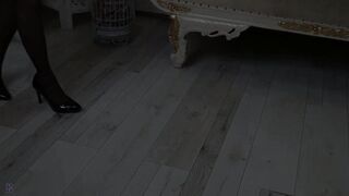 Ebony Hose Heel Asmr - Sharp Floor Clicking & Soft Nylon Tugging