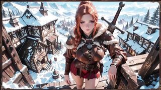 Redhead Warrior in Snow! Forbidden Leather Armor Seduction in Medieval Village. Cold Queen Unzips Her Gear & Goes Wild!