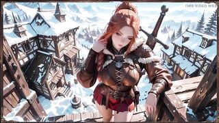 Redhead Warrior in Snow! Forbidden Leather Armor Seduction in Medieval Village. Cold Queen Unzips Her Gear & Goes Wild!