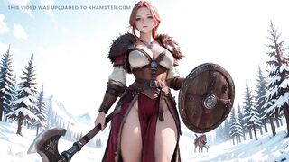 Redhead Warrior in Snow! Forbidden Leather Armor Seduction in Medieval Village. Cold Queen Unzips Her Gear & Goes Wild!
