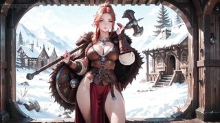 Redhead Warrior in Snow! Forbidden Leather Armor Seduction in Medieval Village. Cold Queen Unzips Her Gear & Goes Wild!