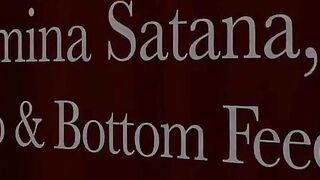 Goddess Satana Feeds Bottom Feeder a Trifle in Her Own Unequalled Way. Whilst Sitting on Her Human Stool!