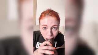 Redhead in ebony crop top and large sex-toy suck. Sub OF