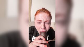 Redhead in ebony crop top and large sex-toy suck. Sub OF