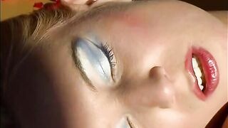 Nice-looking blond skank gets her cunt licked by youthful dude