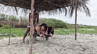 Riding 2 constricted little booties on the beach in Salvador