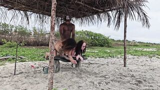 Riding 2 constricted little booties on the beach in Salvador