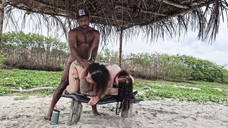 Riding 2 constricted little booties on the beach in Salvador