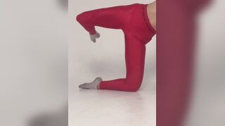 teasing yoga lengthy legs