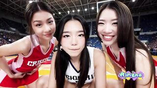 Epic NBA Finals Victory Celebration with Basketball Cheerleaders [AI Generated] Cheerleaders Screwed on the Basketball Court in Front of Spectators