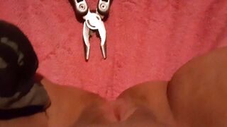 Play'n mechanic w/ my love button w/ pliers, pinching love button and cunt lips!!