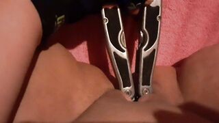 Play'n mechanic w/ my love button w/ pliers, pinching love button and cunt lips!!