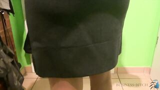 woman in business look has quick bang in advance of work-business-slut