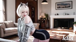 Cute Oriental angel next door lets me cum in all 3 holes [AI]