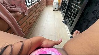Final night I was walking around on the balcony in my underclothing and I saw my neighbour looking this way, so I decided to masturbate this morning to watch if that guy would come out and be encouraged to come over. I got truly turned on just imagining i