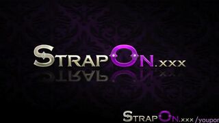 Strapon Passionate and romantic lesbian strapon penetration sex scene