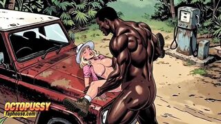 Jungle Gas Station: a Ebony Pump for a White Wife. BBC Wife Cuckold