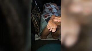 Wanking my overweight little shaggy wang during the time that playing with her feet