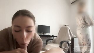 My stepmom caught me giving a oral pleasure to my boyfriend. We were talking and that babe watched and this chab cum.