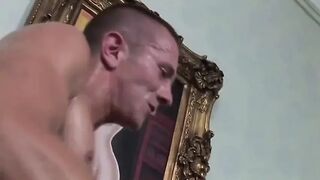 Old blond wench gets to suck youthful guy's tool previous to banging