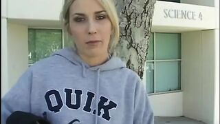 Golden-haired college hotty gets her pussy sucked and screwed by an mature guy