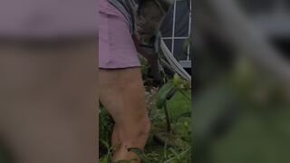 Gaping Soaked Yardwork Pussy