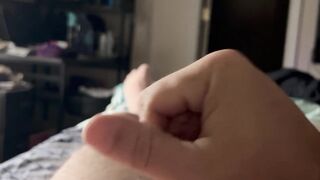 After work wank with blinds open and ejaculation