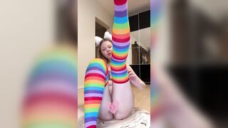 Thick legs widen wide in rainbow socks ?
