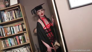 Pegged at Your Graduation - the Faculty's Last Exam - Mistress Vivienne L'amour Screws Your Gap and Milks Your Cum (720p)
