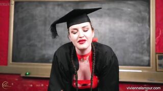 Pegged at Your Graduation - the Faculty's Last Exam - Mistress Vivienne L'amour Screws Your Gap and Milks Your Cum (720p)