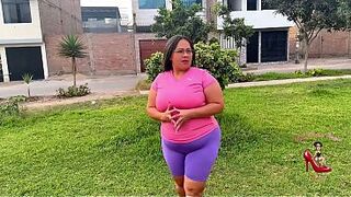 Corpulent mother I'd like to fuck does stretches outdoors, and cardio with her tutor in her room
