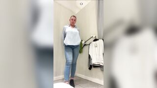 Hard screwing in public fitting room