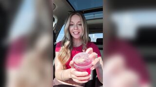 Taking my fresh peach toy throughout the drive thru!! Let's watch if I can order out of cumming 1st!