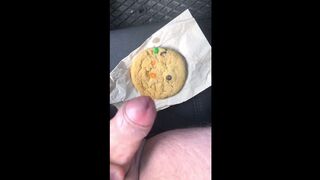 Risky Vehicle Masturbation At The Jobsite Cumming on a cookie and eating it for u during the time that on break