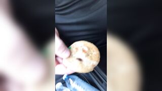 Risky Vehicle Masturbation At The Jobsite Cumming on a cookie and eating it for u during the time that on break