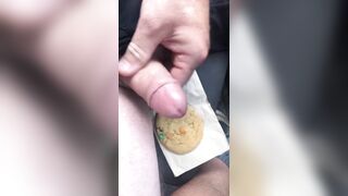 Risky Vehicle Masturbation At The Jobsite Cumming on a cookie and eating it for u during the time that on break