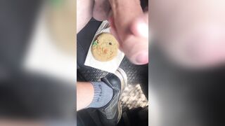 Risky Vehicle Masturbation At The Jobsite Cumming on a cookie and eating it for u during the time that on break