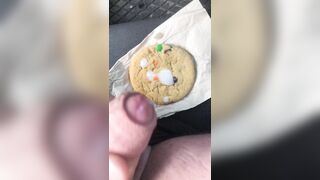 Risky Vehicle Masturbation At The Jobsite Cumming on a cookie and eating it for u during the time that on break