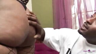 Cashmere Mist takes each inch of his ebony weenie until this chab busts on her butt