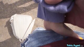 Cute Italian Pulls White BELT to one Side for My LARGE ROD - Public Agent