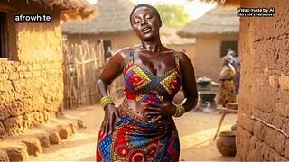 ebony black afro ( AI Generated ) village domina, a nigerian, Ghanaian origin banged raw out of cock rubber by an attractive kenyan tourist with his large erected rod, cum discharged on her curvy body