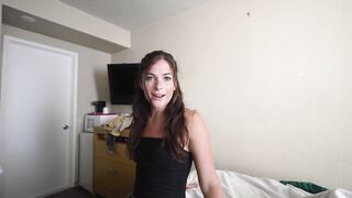 Sharing a hotel couch with my horny step sis