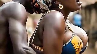 Afro hawt [AI - Generated] large titties large booty thick ebony naija excited sexy aged mother I'd like to fuck black abode wife banged raw in the market square by her customer raw, no cock-sock