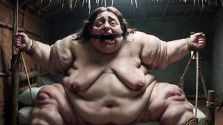 Despairing SSBBW in Rope Slavery - Trickling Chunky Wide Cunt