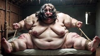 Despairing SSBBW in Rope Slavery - Trickling Chunky Wide Cunt
