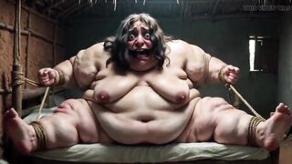 Despairing SSBBW in Rope Slavery - Trickling Chunky Wide Cunt
