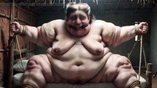 Despairing SSBBW in Rope Slavery - Trickling Chunky Wide Cunt