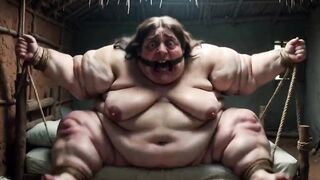Despairing SSBBW in Rope Slavery - Trickling Chunky Wide Cunt